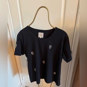 Chaser Beaded Skulls Black Tee